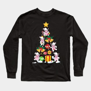 Funny Cow Christmas Tree Sweatshirt Ornament Decor Gift Long Sleeve T-Shirt